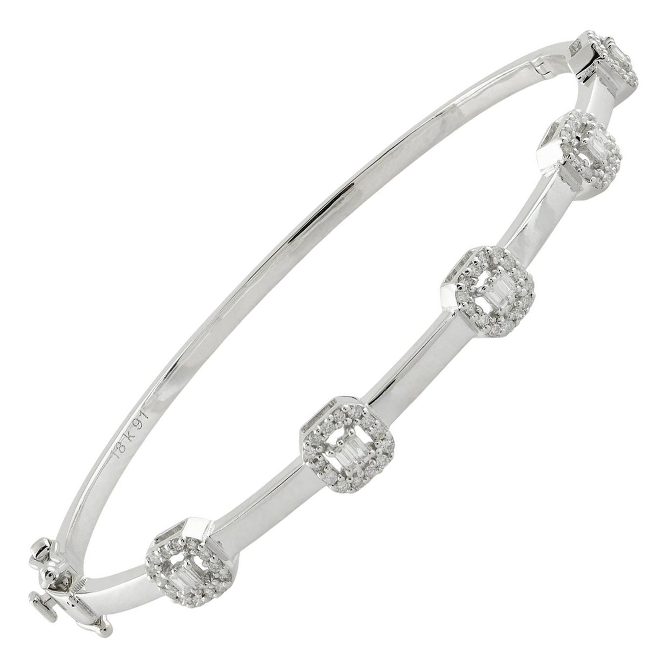 0,55 quilates Baguette Ronda Pulsera de diamantes 14 quilates de oro blanco Joyería