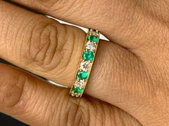 0.55 Carat Brilliant Cut Emerald and Diamond Band in 14K Yellow Gold