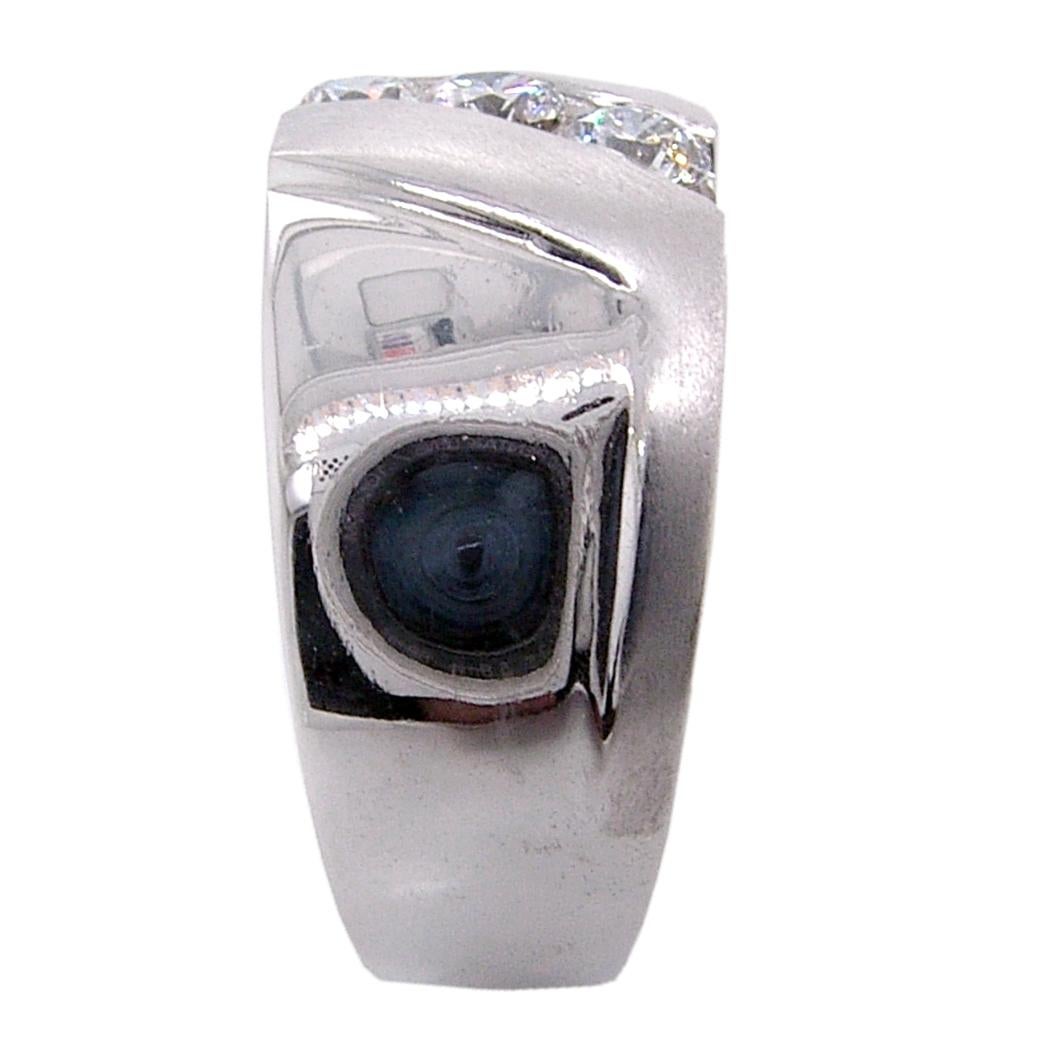 Round Cut 0.55 Carat Channel Set Diamond 18 Karat Gents Ring For Sale