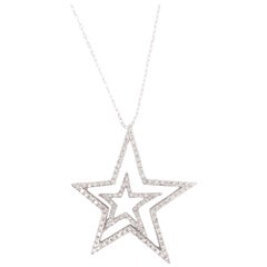 Diamond Star Necklace, 0.55 Carat Diamond '1/2 Carat', 18 Karat Gold, Open Star