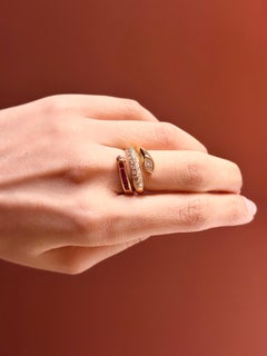 0.55 carat Diamond and Ruby 18K Yellow Gold Cocktail Ring