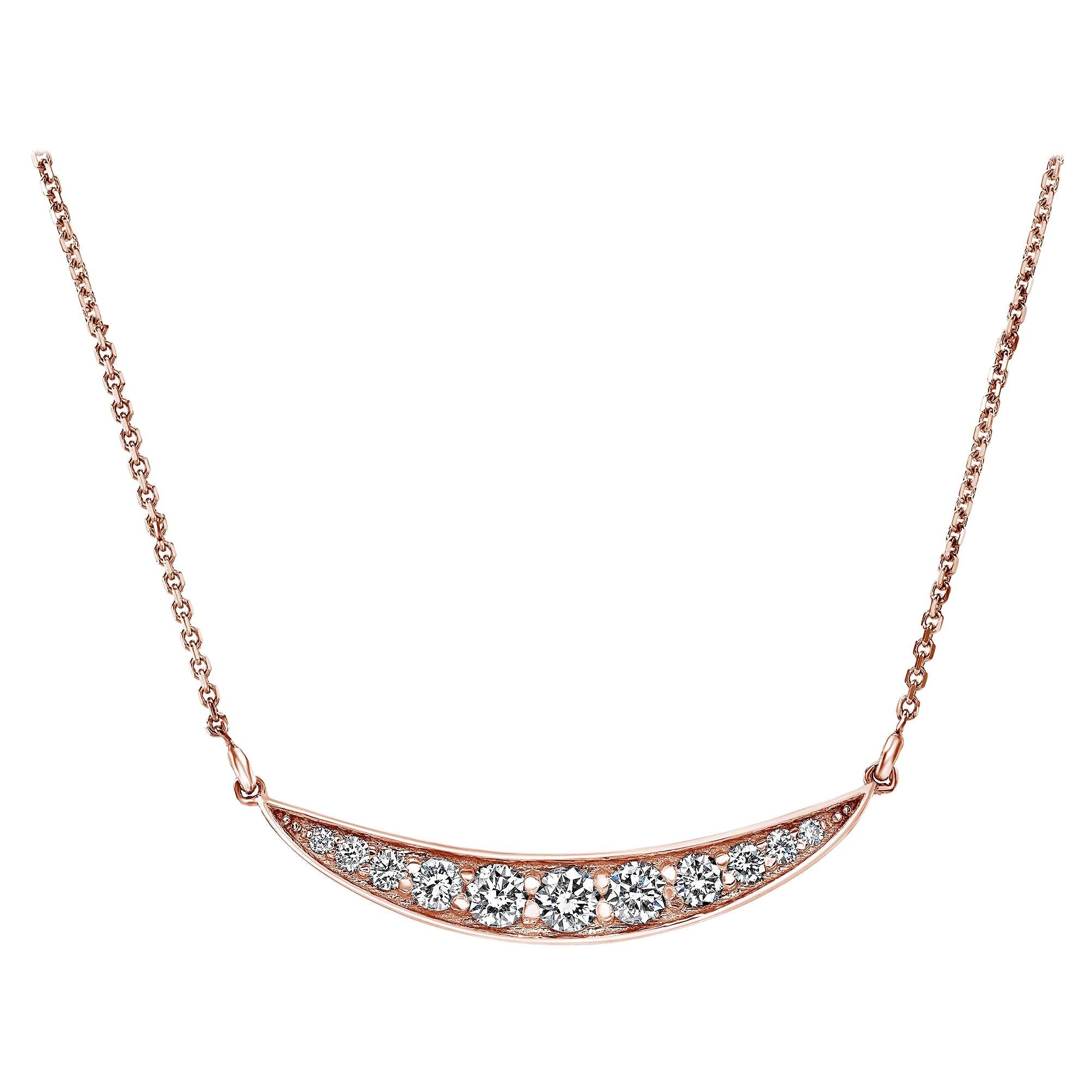 0.55 Carat Diamond Curved Pendant Necklace in 14k Rose Gold, Shlomit Rogel