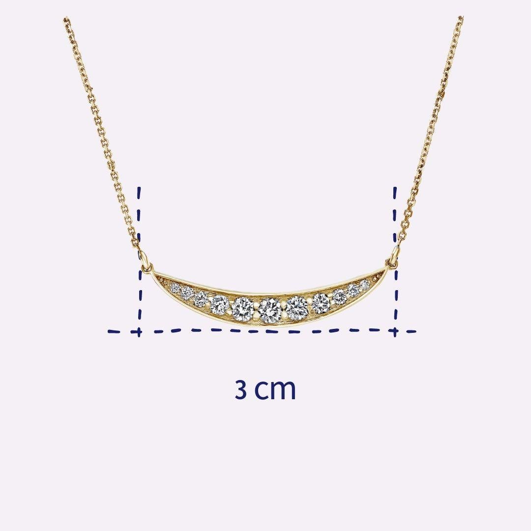 0.55 Carat Diamond Curved Pendant Necklace in 14K Yellow Gold - Shlomit Rogel

Add an elegant touch to your everyday style with this 14k yellow gold necklace. Delicately embellished with genuine white diamonds, this curved pendant necklace will
