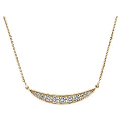 0.55 Carat Diamond Curved Pendant Necklace in 14k Yellow Gold, Shlomit Rogel