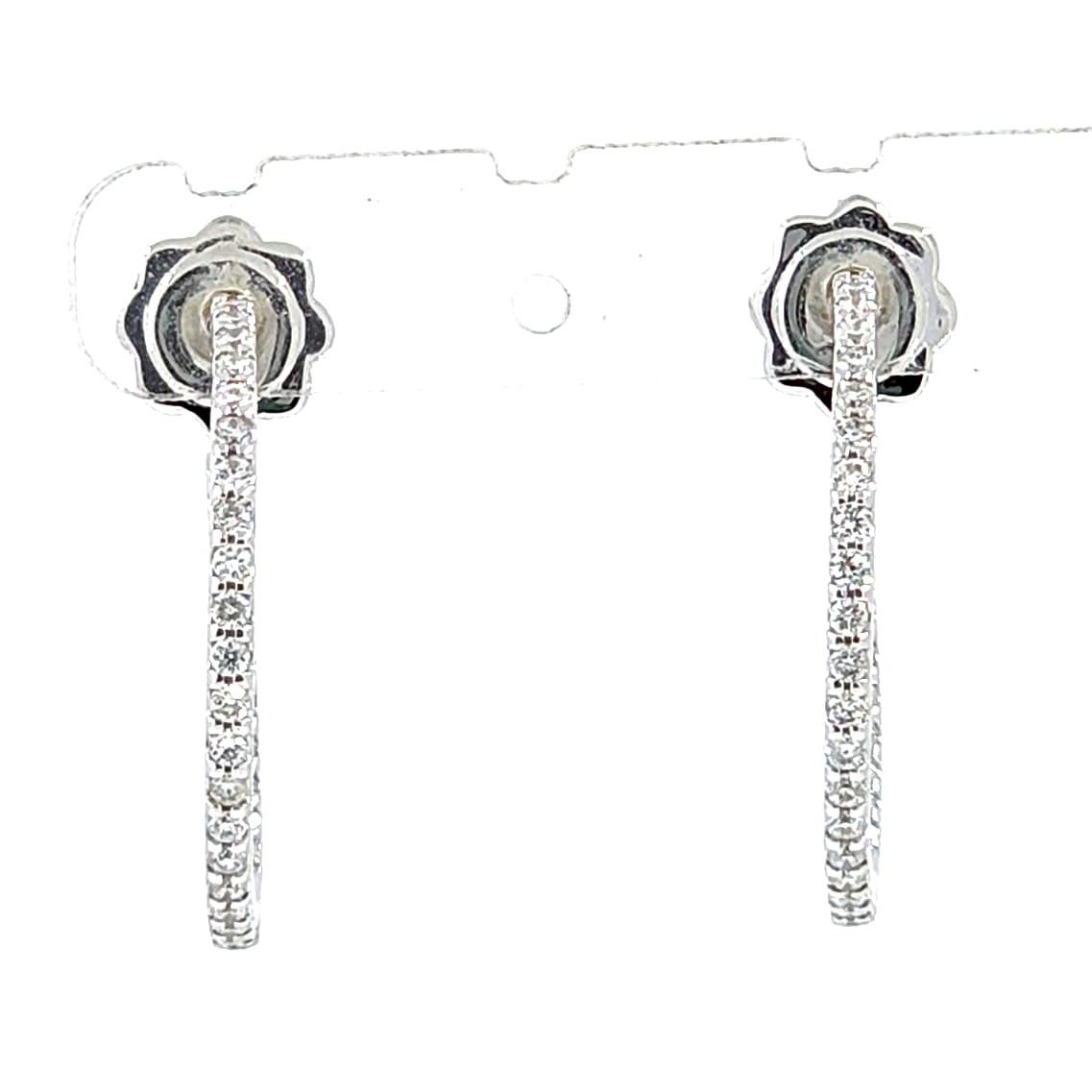 0.55 Carat Diamond Hoop Earrings in 14 Karat White Gold For Sale 2