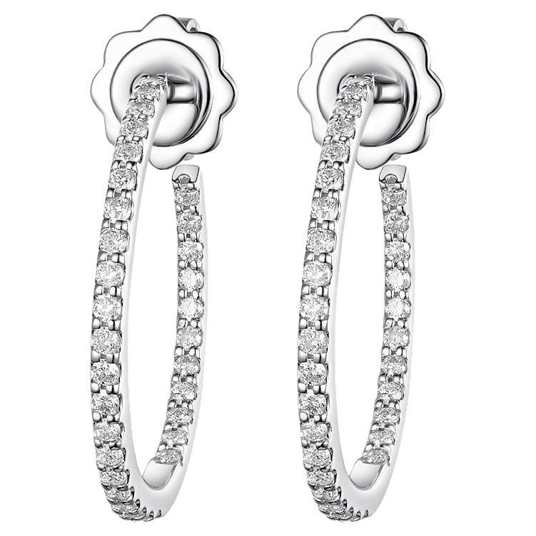 0.55 Carat Diamond Hoop Earrings in 14 Karat White Gold