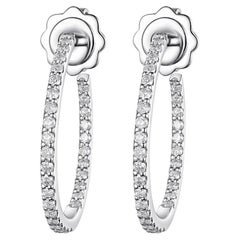 0.55 Carat Diamond Hoop Earrings in 14 Karat White Gold
