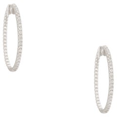 0.55 Carat Diamond Oval Hoop Earrings 18 Karat In Stock