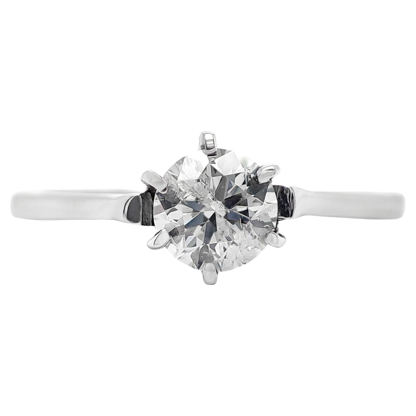 PAS DE RÉSERVE  Bague de fiançailles solitaire en or blanc 14 carats avec diamant 0,55 carat 