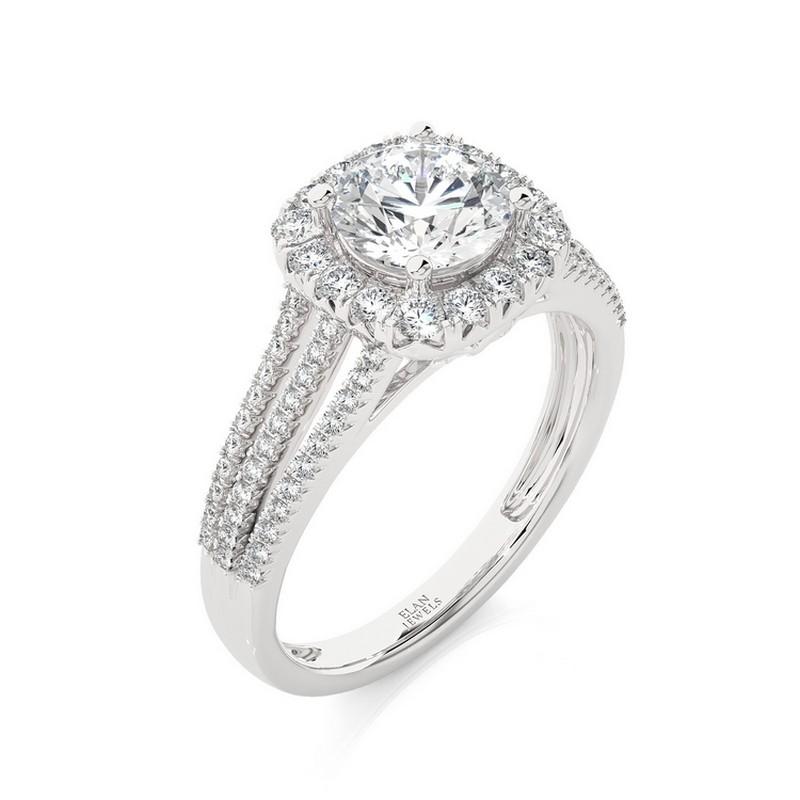 Diamond Carat Weight: This enchanting Vow Collection ring features a total of 82 round diamonds with a combined carat weight of 0.55 carats. The arrangement of these diamonds in the semi-mount setting creates a brilliant and captivating