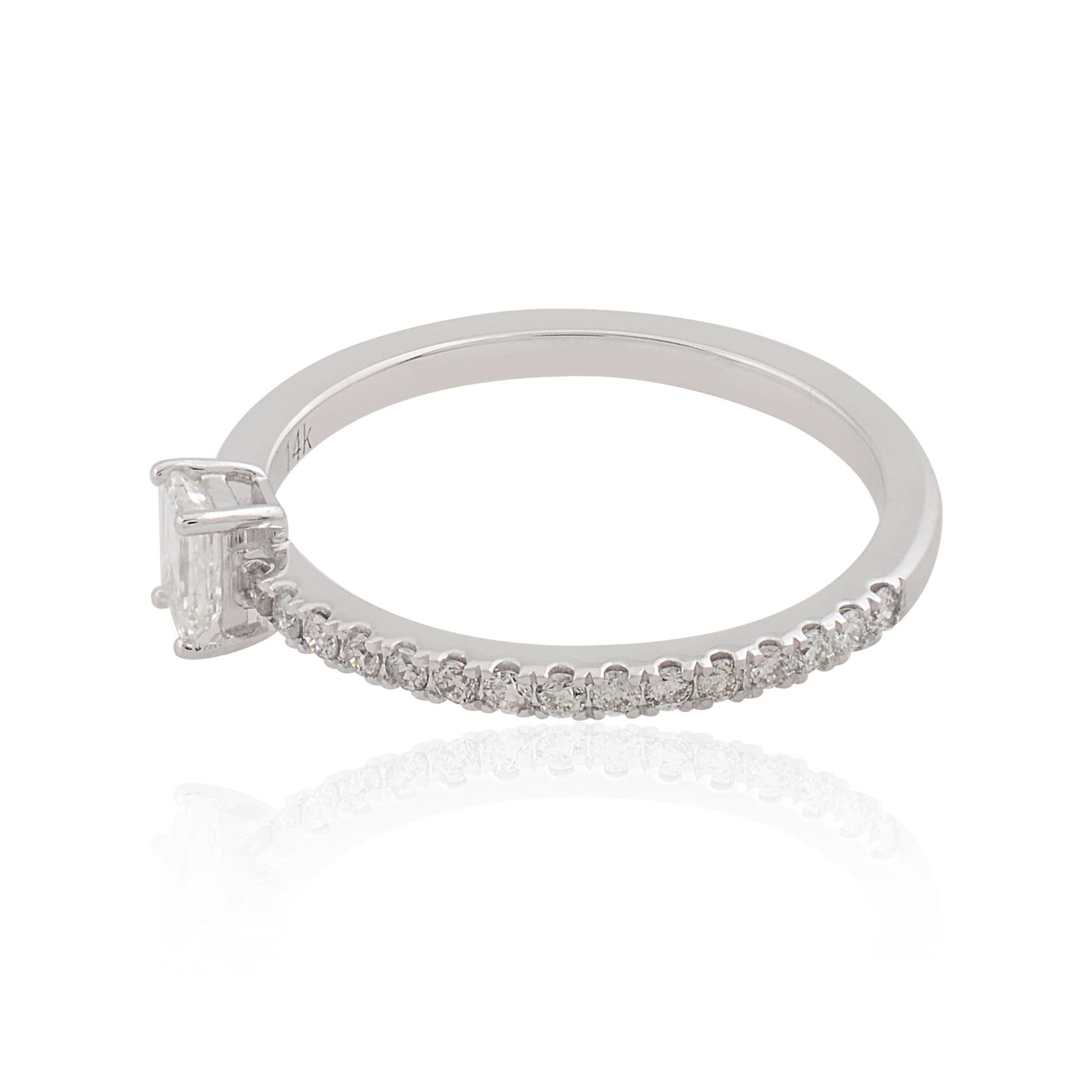 For Sale:  0.55 Carat Emerald Cut Diamond Band Ring Solid 14k White Gold Handmade Jewelry 2