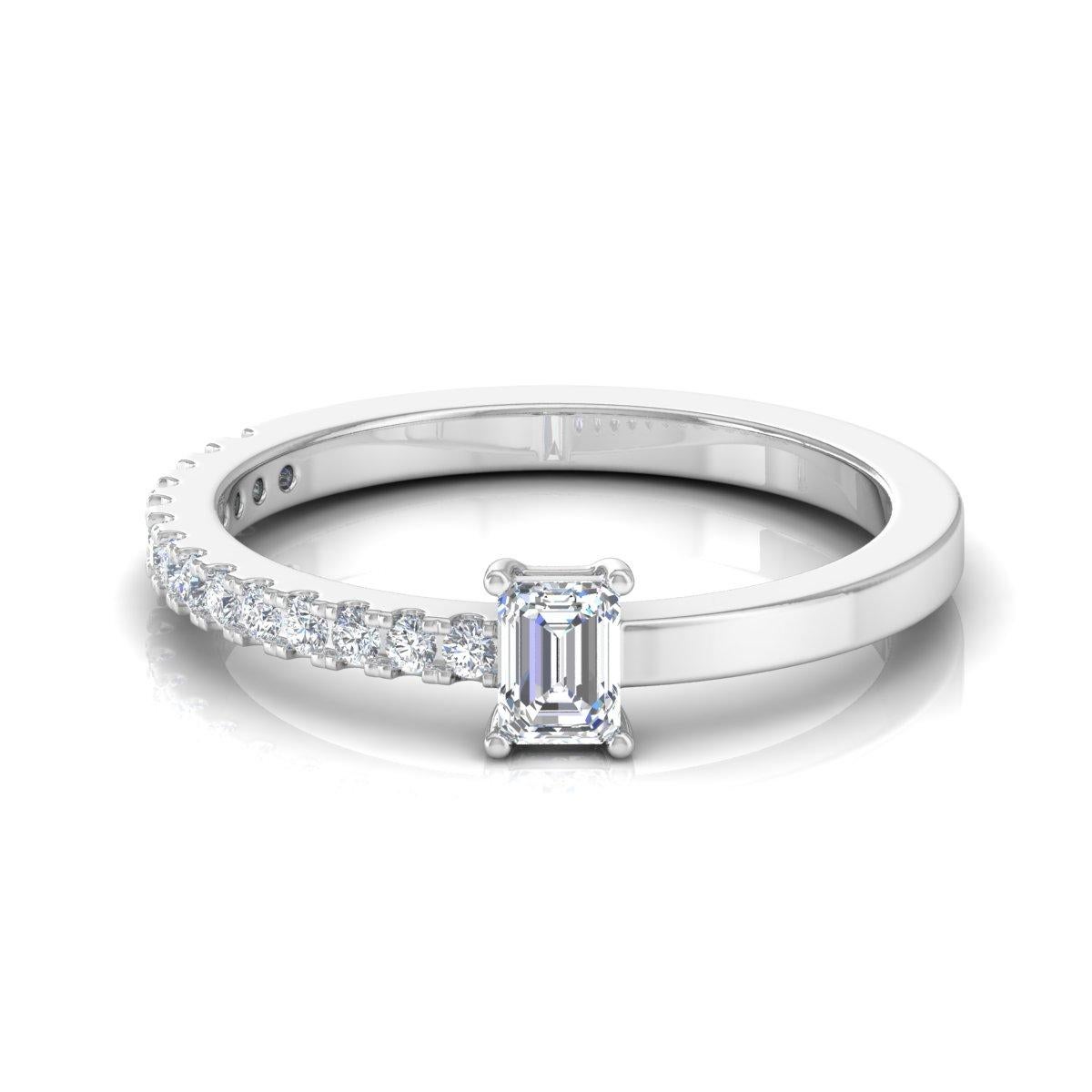For Sale:  0.55 Carat Emerald Cut Diamond Band Ring Solid 14k White Gold Handmade Jewelry 6