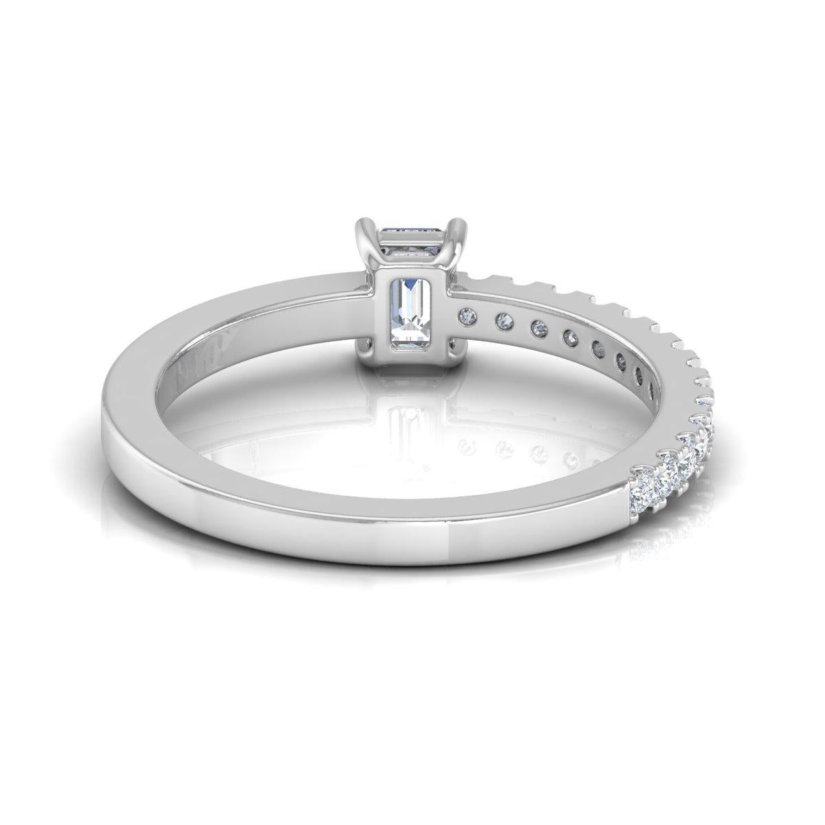 For Sale:  0.55 Carat Emerald Cut Diamond Band Ring Solid 14k White Gold Handmade Jewelry 9