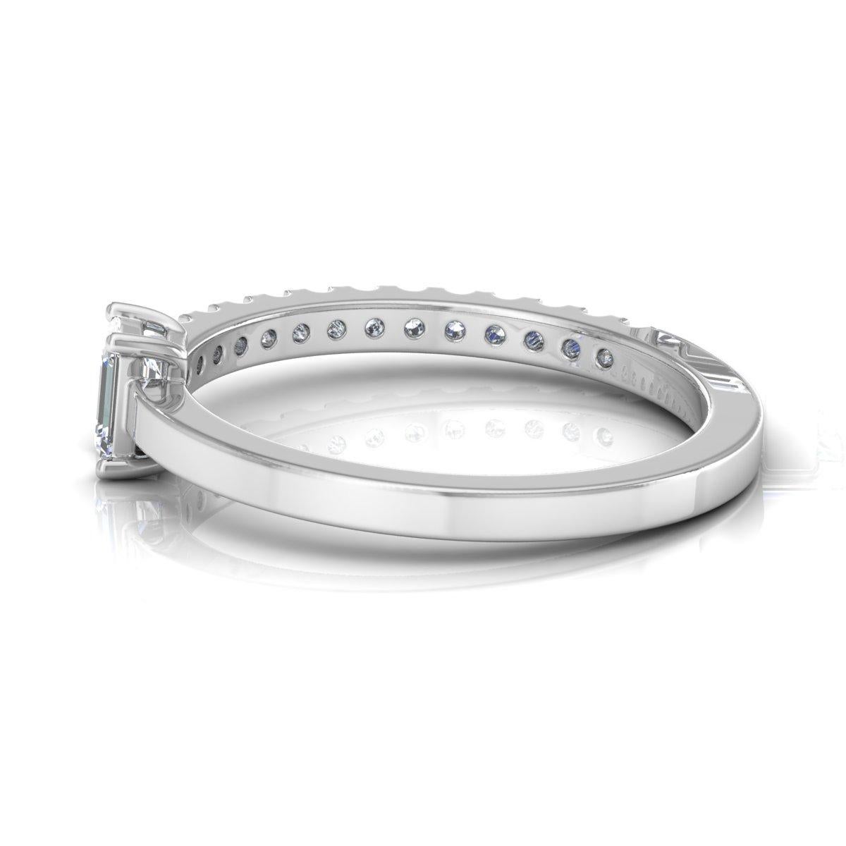 For Sale:  0.55 Carat Emerald Cut Diamond Band Ring Solid 14k White Gold Handmade Jewelry 8