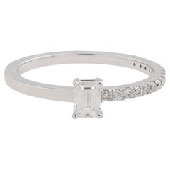 0.55 Carat Emerald Cut Diamond Band Ring Solid 14k White Gold Handmade Jewelry