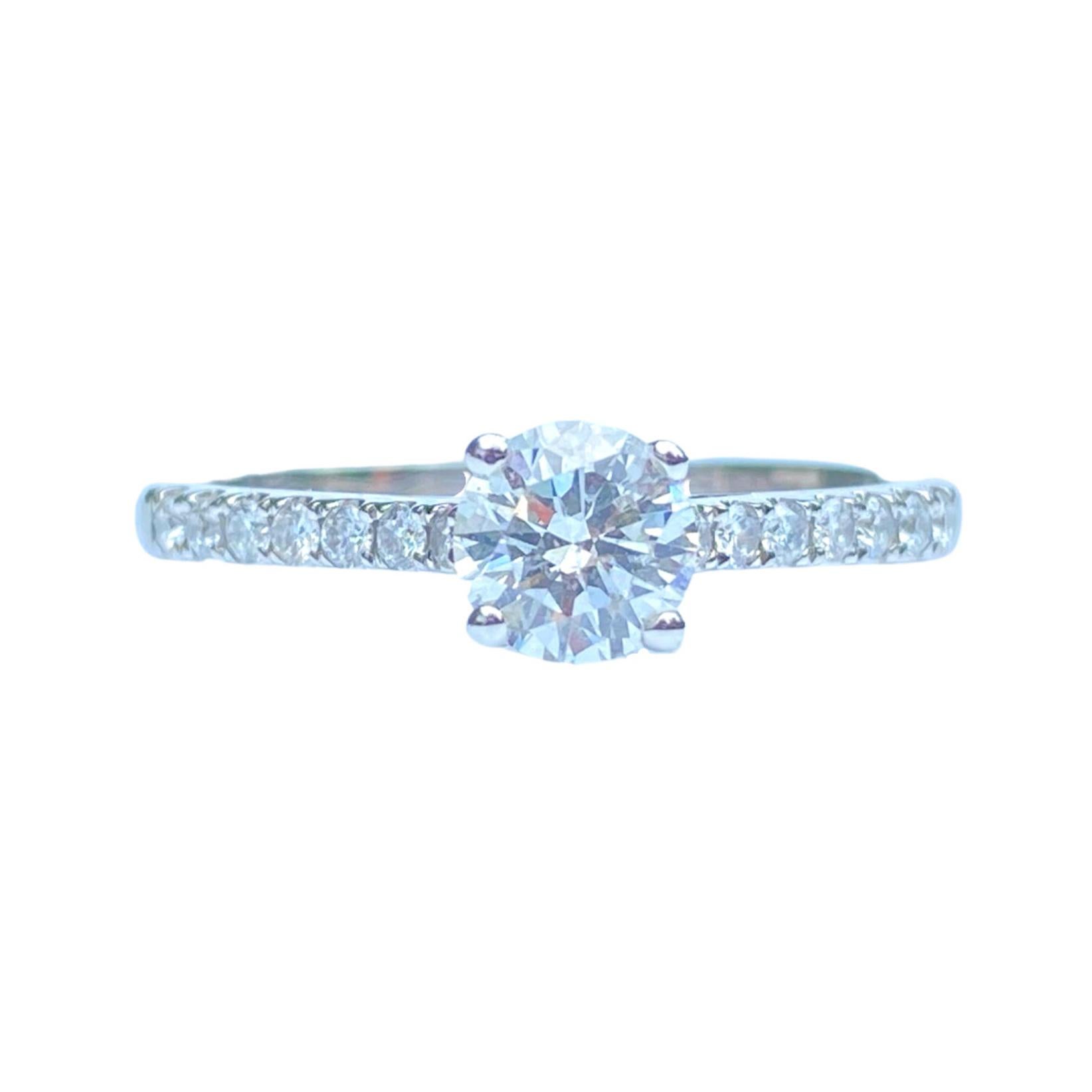 0.55 Carat F-H Color Round-Brilliant Cut Engagement Ring in 18k White Gold