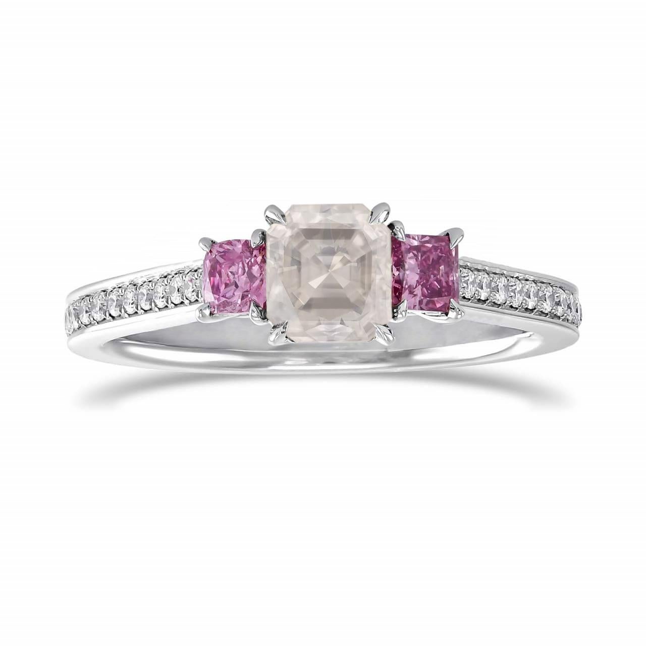 0.55 carat Fancy White Diamond Square cut Sapphires White Gold 18K Ring In New Condition For Sale In Geneva, CH