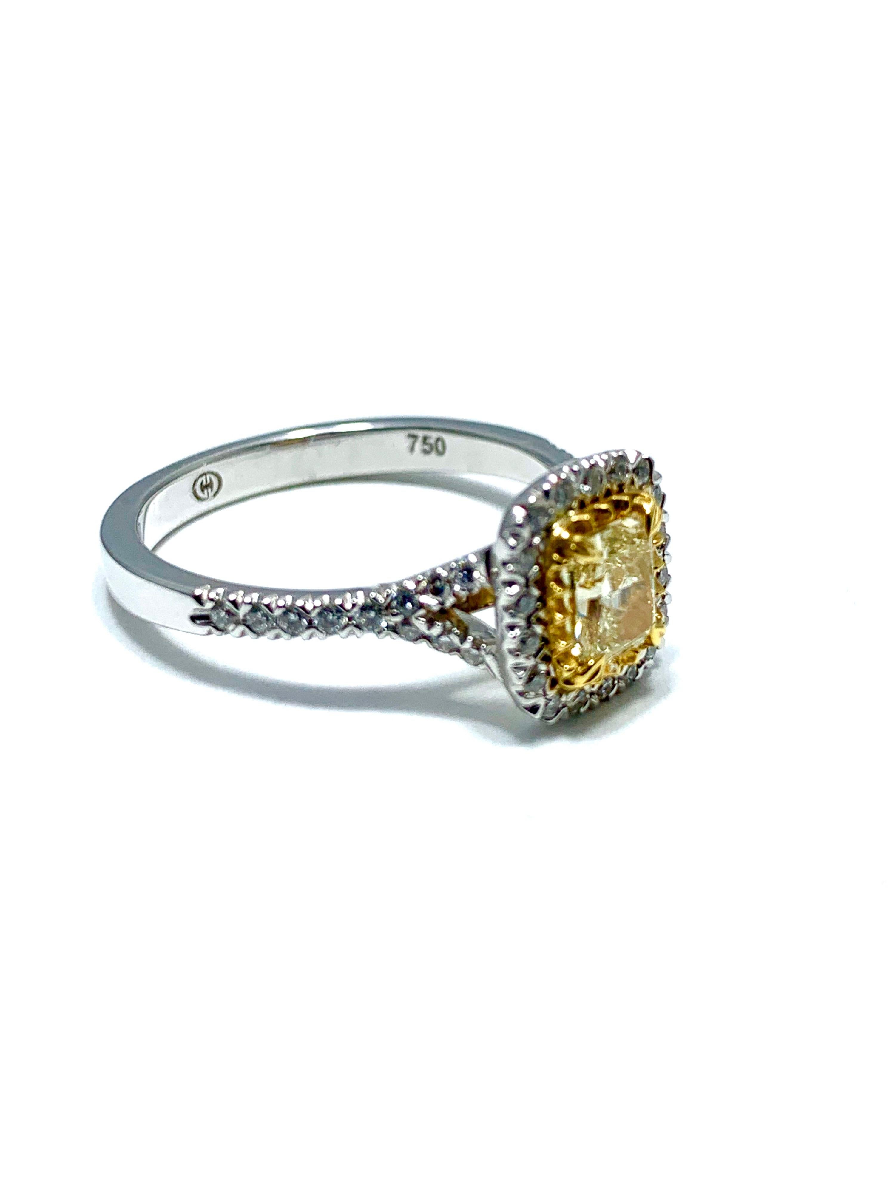 yellow cushion diamond engagement ring