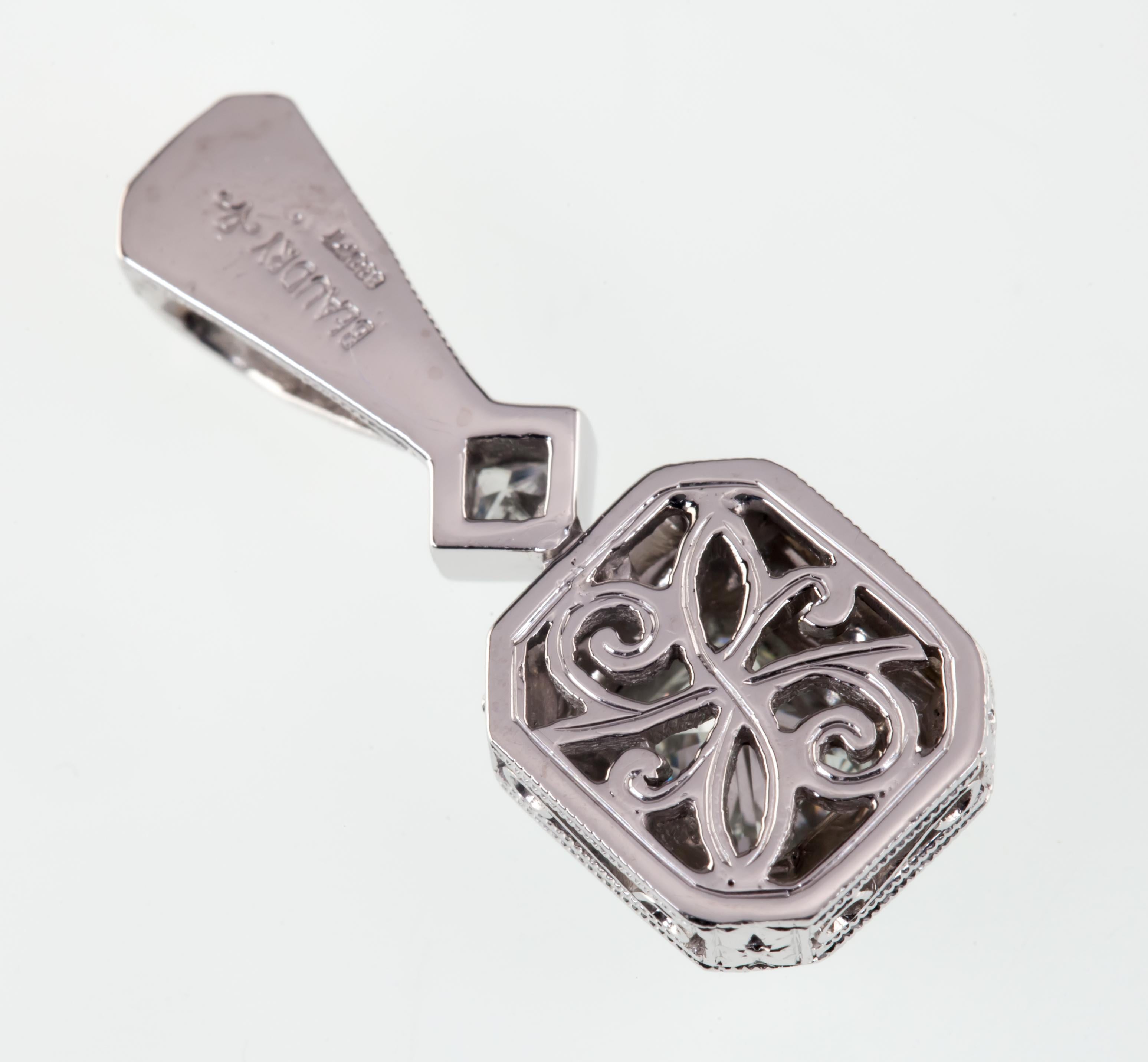 Women's 0.55 Carat Michael Beaudry Platinum Radiant Cut Diamond Solitaire Pendant For Sale