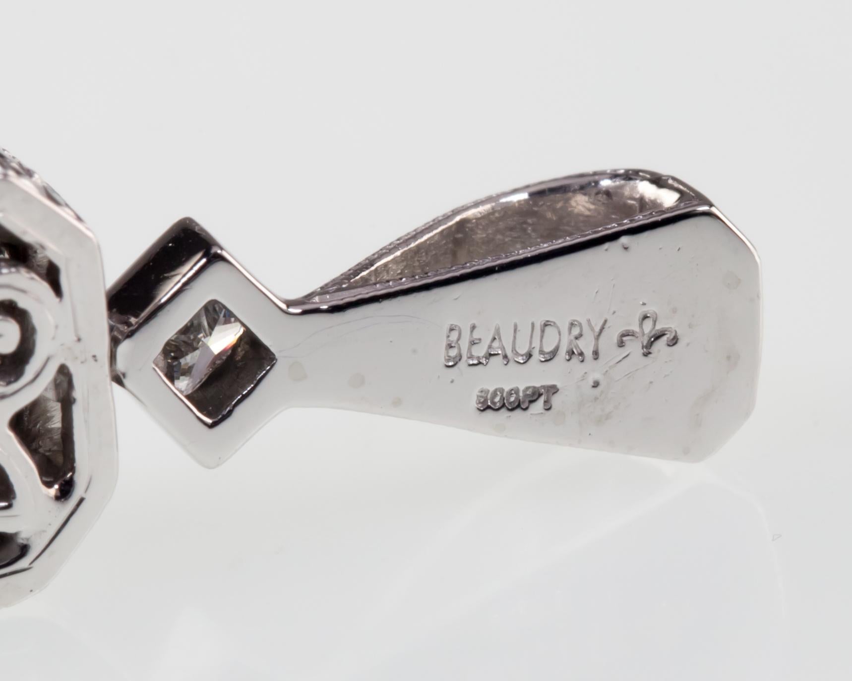 0.55 Carat Michael Beaudry Platinum Radiant Cut Diamond Solitaire Pendant For Sale 1