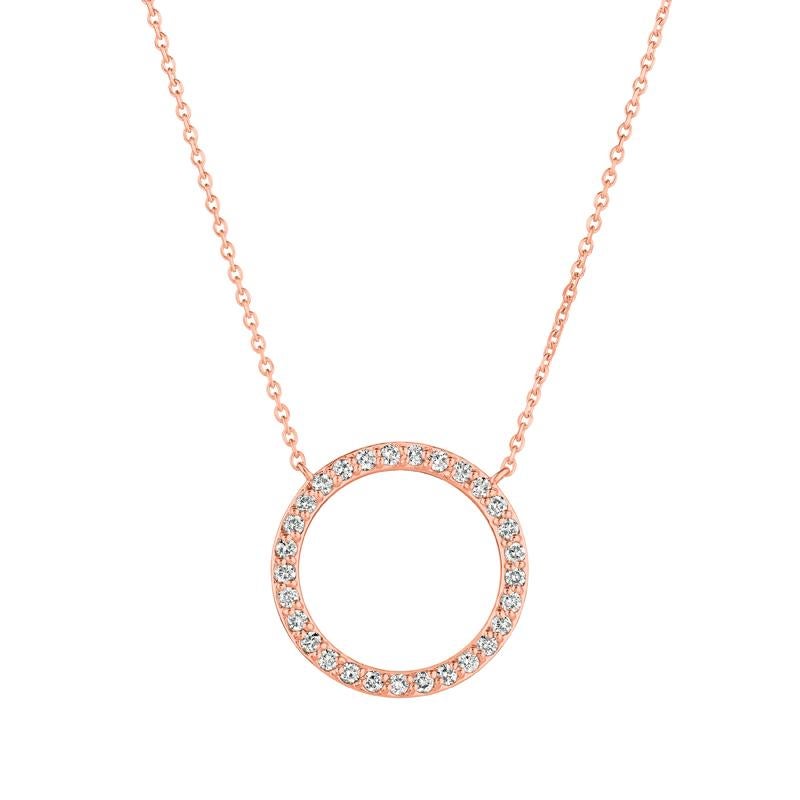 Contemporary 0.55 Carat Natural Diamond Circle Necklace 14 Karat White Gold G SI Chain For Sale