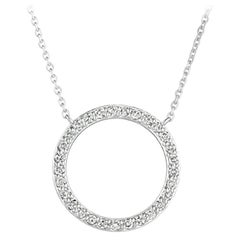 Collar Círculo de Diamantes Naturales 0,55 Quilates Oro Blanco 14 Kilates Cadena G SI
