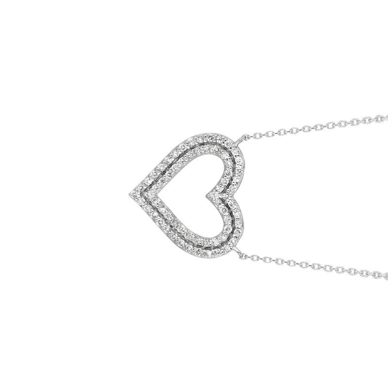 0.55 Carat Natural Diamond Heart Necklace 14K White Gold G SI 18 inches chain

100% Natural Diamonds, Not Enhanced in any way Round Cut Diamond Necklace
0.55CT
G-H
SI
11/16 inch in height, 3/4 inch in width
14K White Gold Pave style 3.10 grams
66