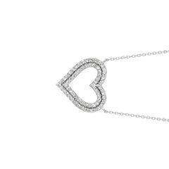 0.55 Carat Natural Diamond Double Heart Necklace Pendant 14 Karat Gold G SI