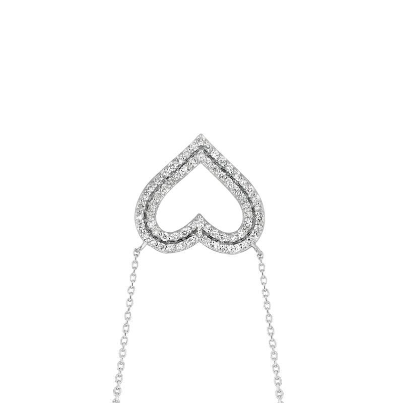 0,55 Karat natürlicher Diamant Doppelherz Halskette Anhänger 14 Karat Gold G SI (Zeitgenössisch) im Angebot
