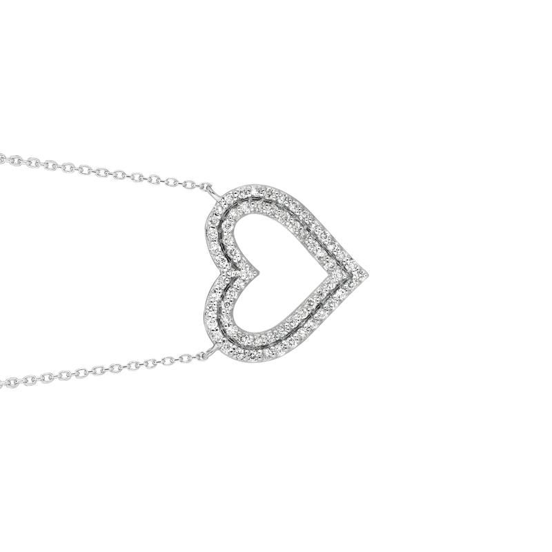 0,55 Karat natürlicher Diamant Doppelherz Halskette Anhänger 14 Karat Gold G SI (Rundschliff) im Angebot