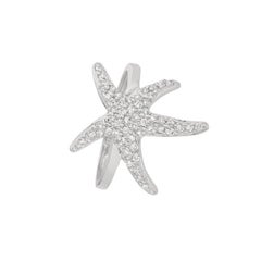0.55 Carat Natural Diamond Starfish Ring Band G SI 14 Karat White Gold