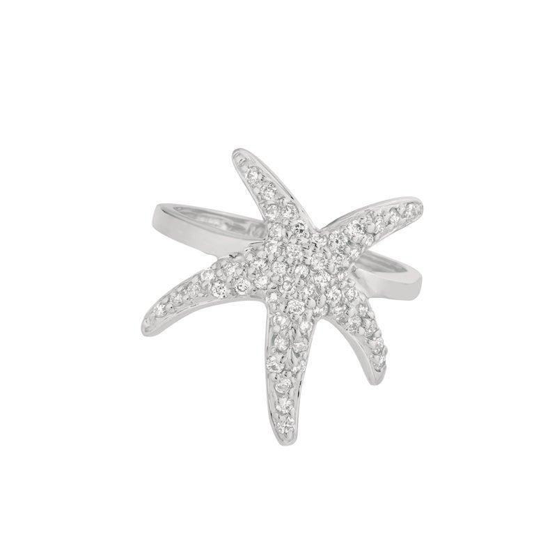 For Sale:  0.55 Carat Natural Diamond Starfish Ring Band G SI 14 Karat White Gold 3