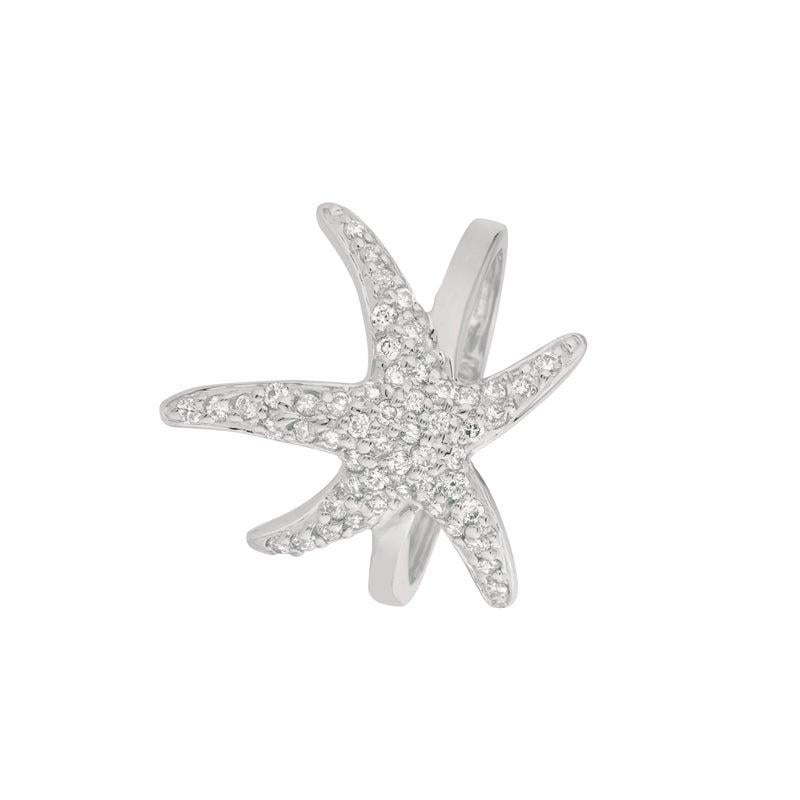 For Sale:  0.55 Carat Natural Diamond Starfish Ring Band G SI 14 Karat White Gold 4