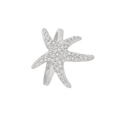 0.55 Carat Natural Diamond Starfish Ring Band G SI 14 Karat White Gold