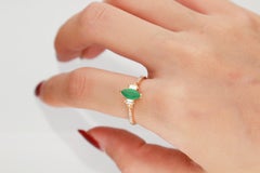 0.55 Carat Natural Emerald and Diamond 14 Karat Yellow Gold Ring