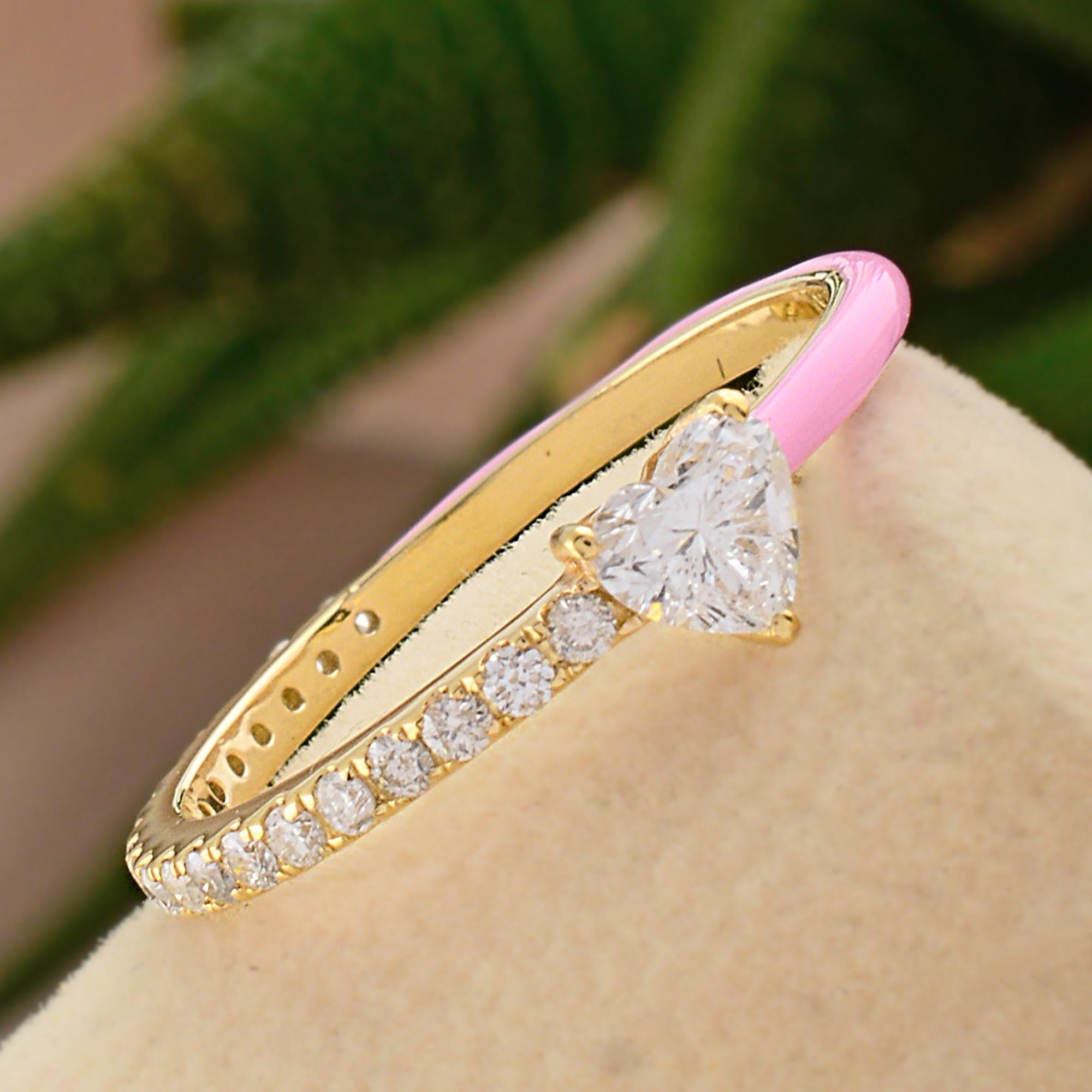 in vendita:  Anello a fascia con diamante smaltato Nature da 0,55 carati in oro giallo 14k Gioielli di pregio 2