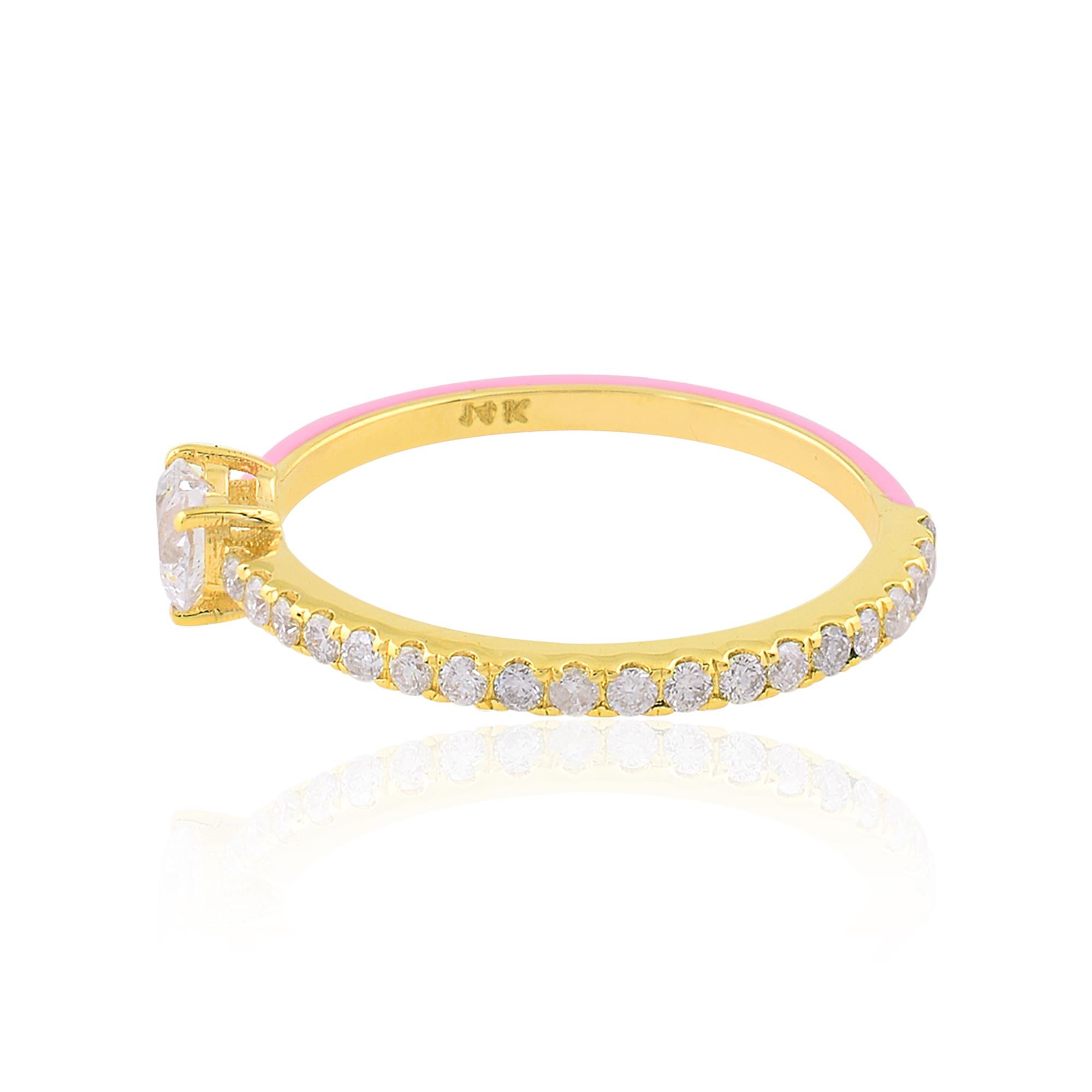 in vendita:  Anello a fascia con diamante smaltato Nature da 0,55 carati in oro giallo 14k Gioielli di pregio 4