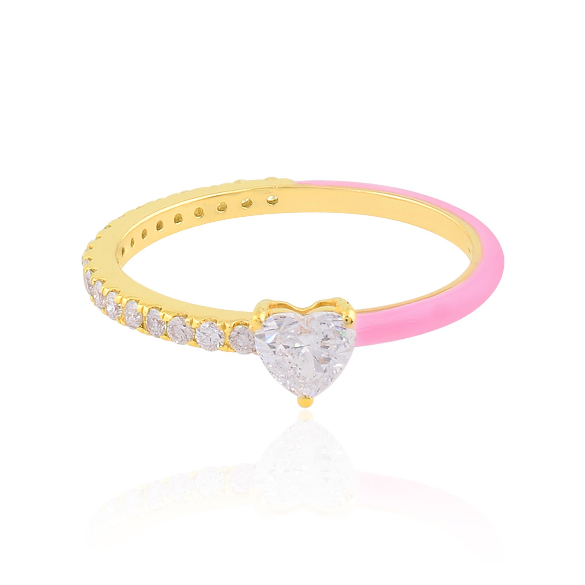 in vendita:  Anello a fascia con diamante smaltato Nature da 0,55 carati in oro giallo 14k Gioielli di pregio 7