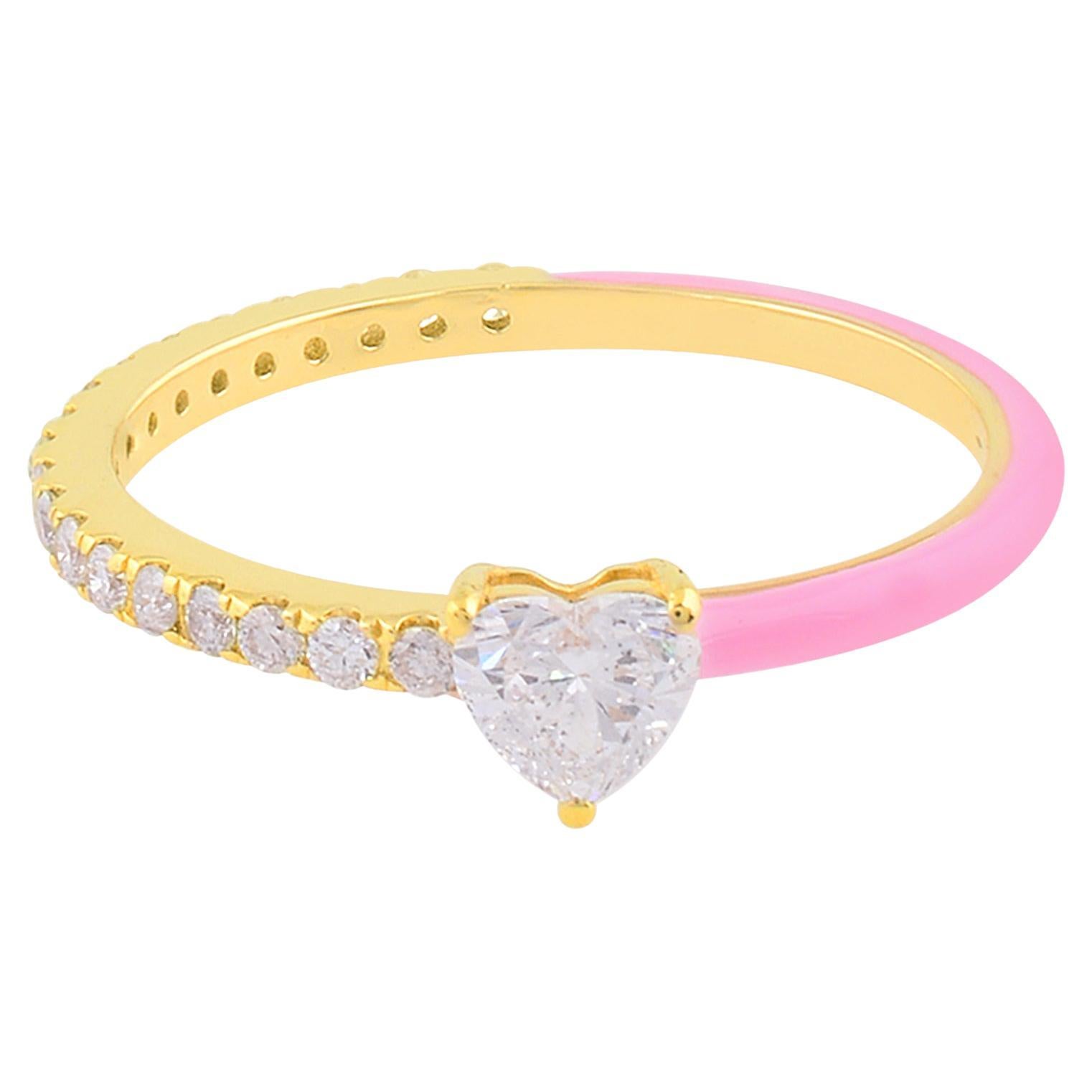 0.55 Carat Natural Heart Diamond Half Eternity Band Ring 14k Yellow Gold Jewelry