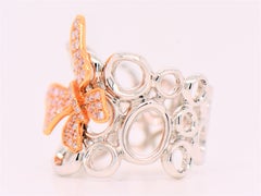 0.55 Carat Natural Pink Diamond Butterfly Motif Ring Crafted in 18 Karat Gold