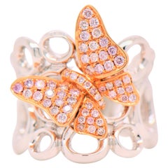 0.55 Carat Natural Pink Diamond Butterfly Motif Ring Crafted in 18 Karat Gold