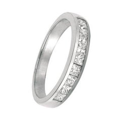 0.55 Carat Natural Princess Cut Diamond Ring Band G SI 14 Karat White Gold