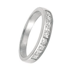 0.55 Carat Natural Princess Cut Diamond Ring Band G SI 14 Karat White Gold