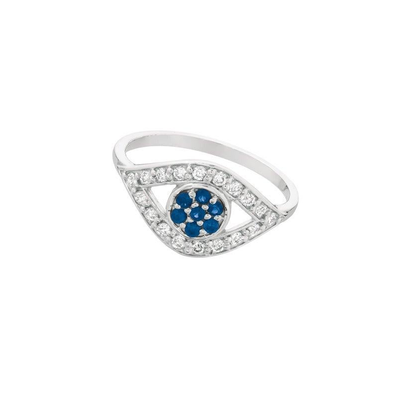 Im Angebot: 0,55 Karat natürlicher Saphir und Diamant Auge Ring 14 Karat Weißgold () 3