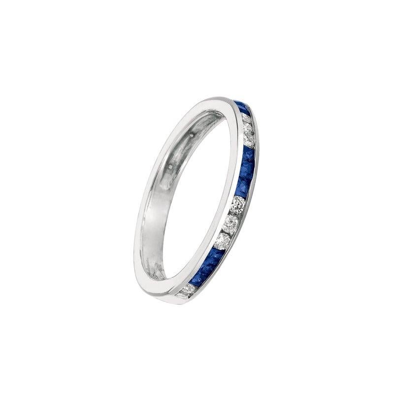 For Sale:  0.55 Carat Natural Sapphire and Diamond Ring Band 14 Karat White Gold 2