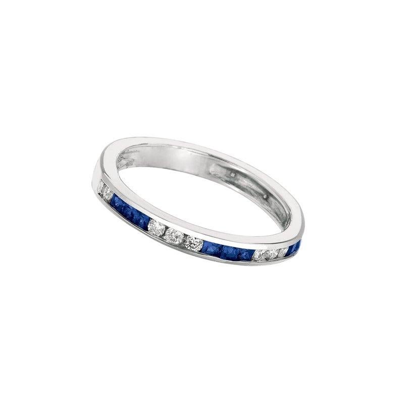 For Sale:  0.55 Carat Natural Sapphire and Diamond Ring Band 14 Karat White Gold 3