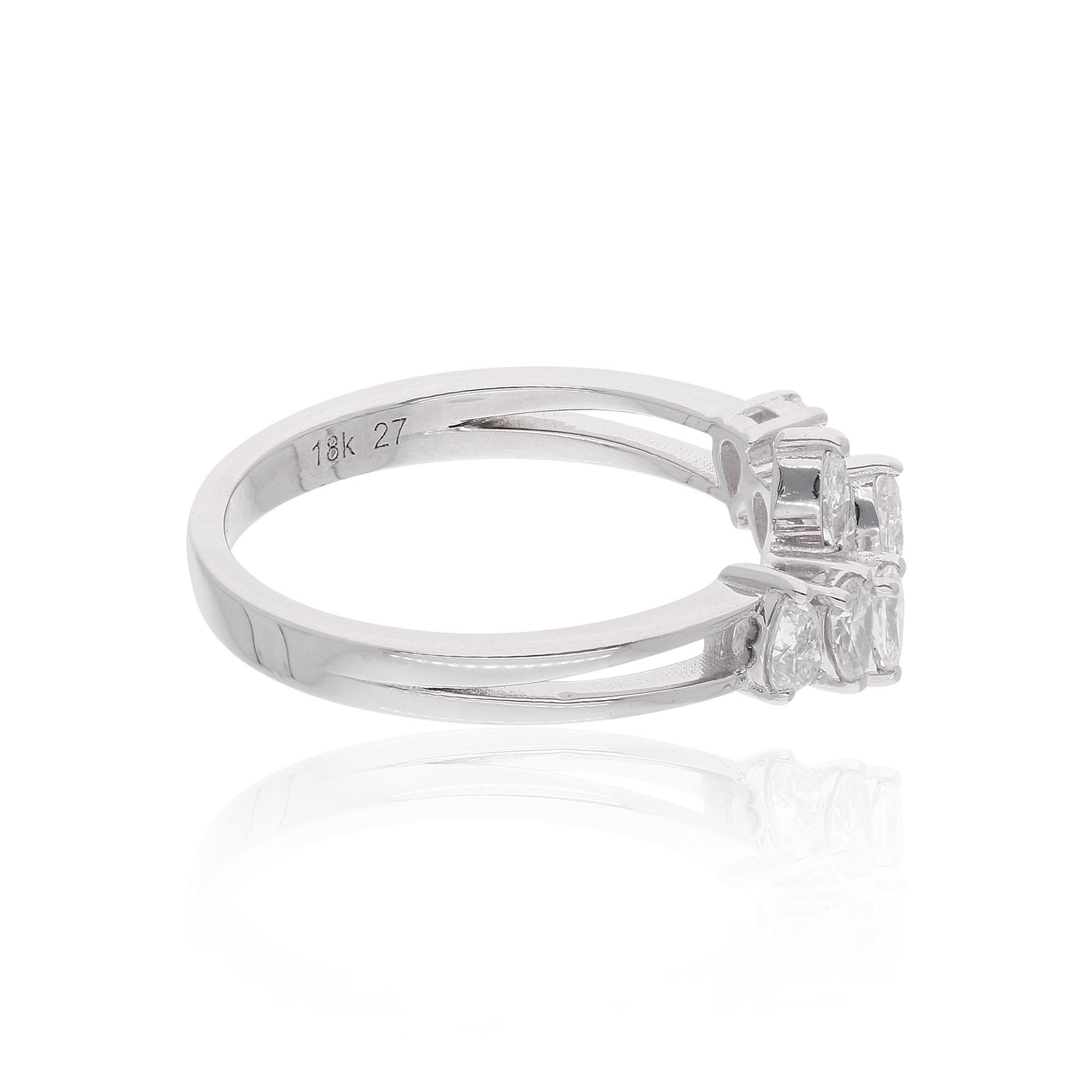 Modern 0.55 Carat Pear Diamond Promise Ring Solid 14 Karat White Gold Handmade Jewelry For Sale