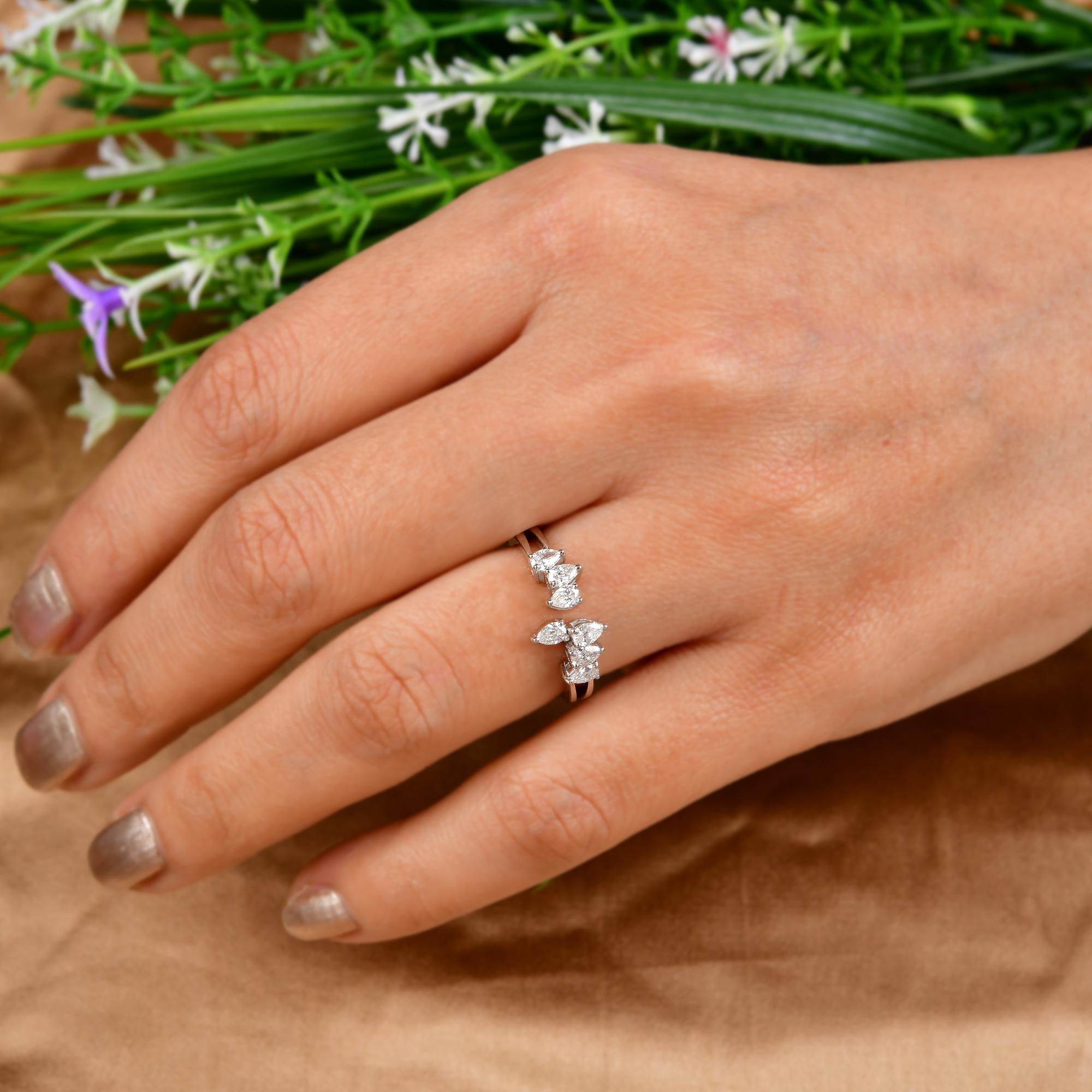 0,55 Karat birnenförmiger Diamant-Verlobungsring aus massivem 14 Karat Weißgold, handgefertigt (Tropfenschliff) im Angebot