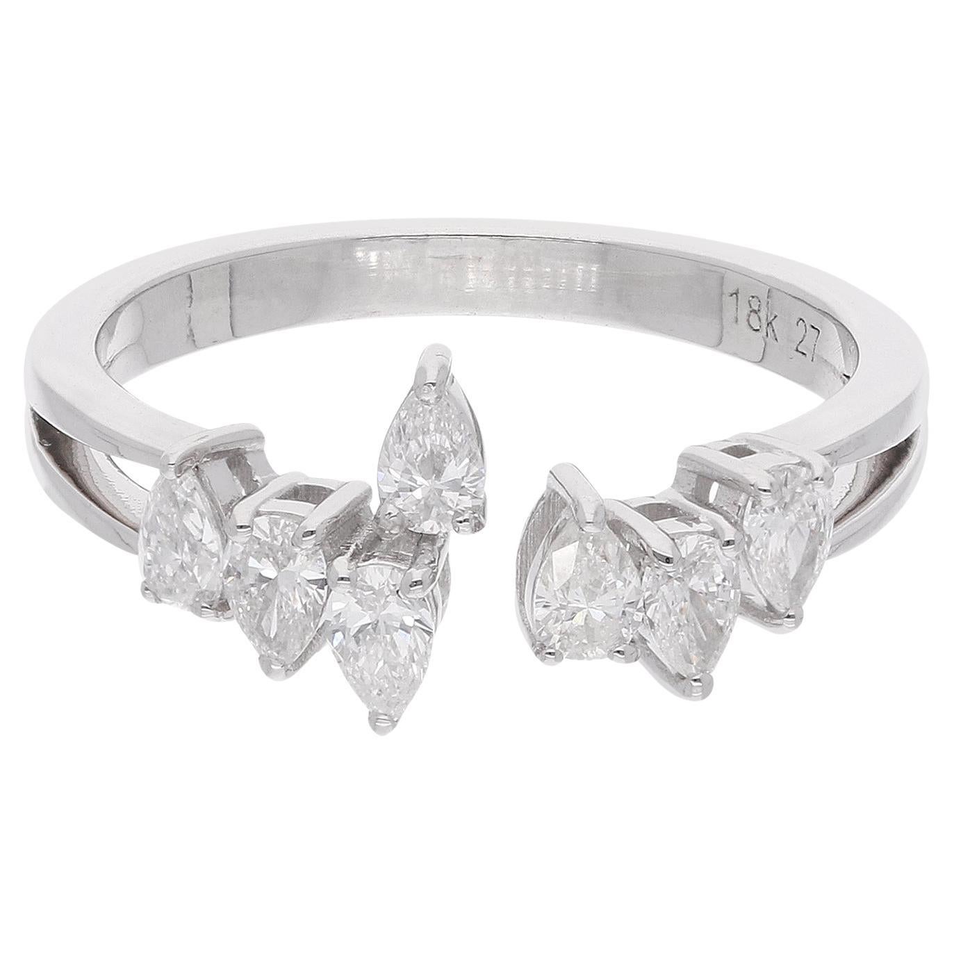 0.55 Carat Pear Diamond Promise Ring Solid 14 Karat White Gold Handmade Jewelry