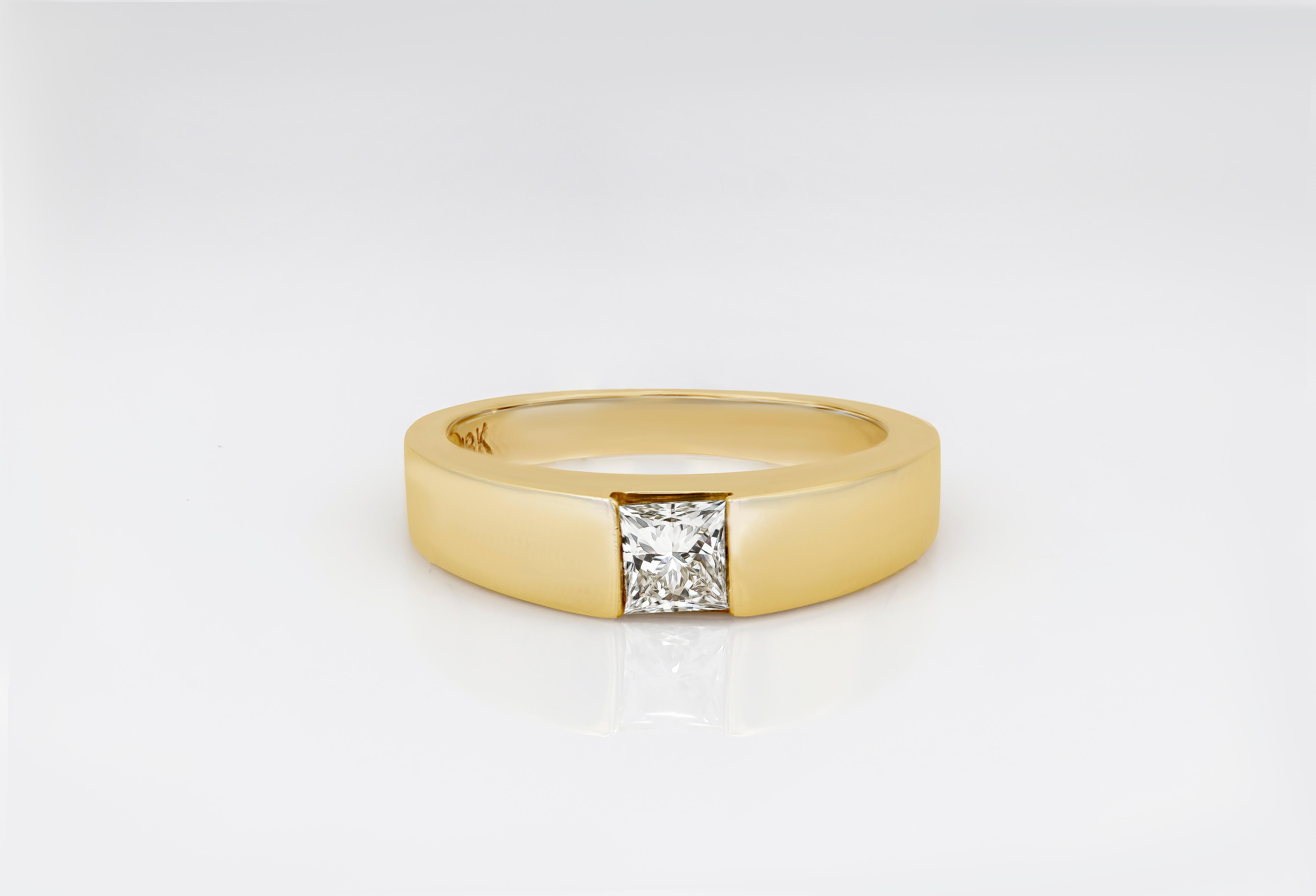 Modern EGL Certified 0.55 Carat Princess Cut Diamond Solitaire Wedding Band For Sale